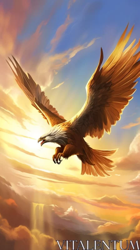 Golden Eagle in Flight - A Masterpiece of 2D Game Art Illustration AI Image