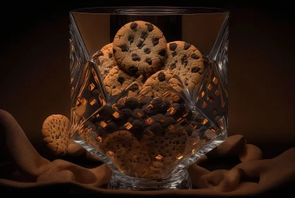 Intriguing Chiaroscuro Art - Cookies in a Glass Vase