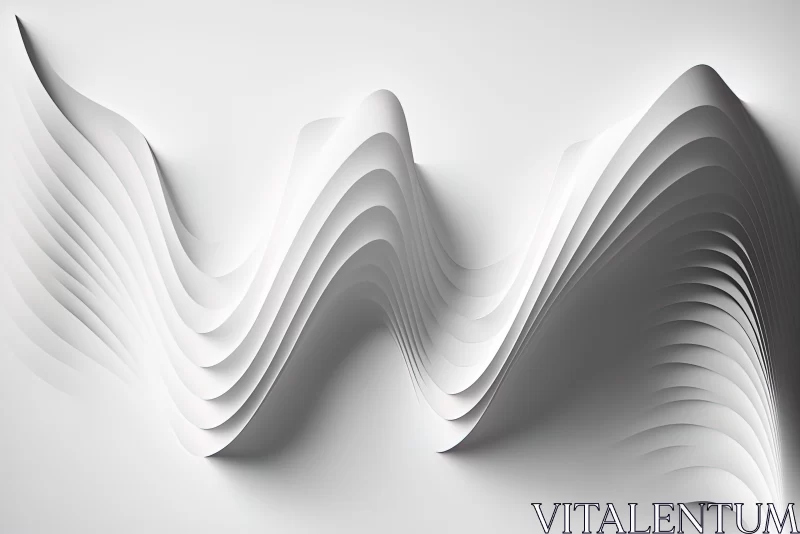 Abstract 3D White Paper Wave Artwork AI Image