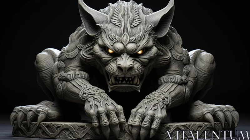 AI ART Ornate Demon Statue in Realistic Lighting and Meticulous Linework