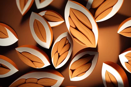 3D Almond Leaf Composition - A Close-up Artistic Exploration