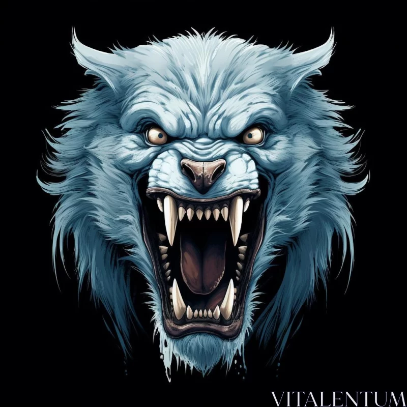 AI ART Angry Wolf Head Illustration - Emotion Over Realism