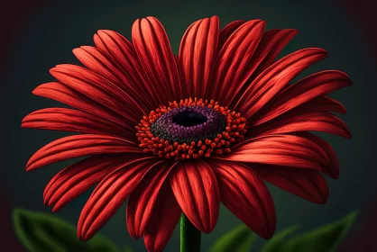 Radiant Red Daisy: A Colorful Cartoon Style Artwork