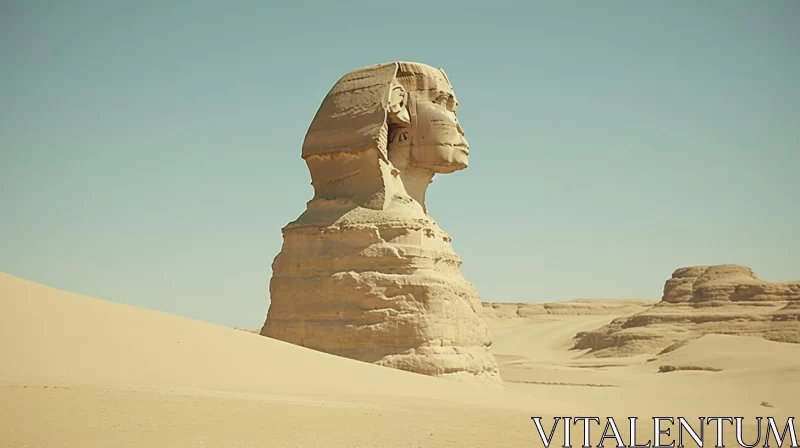 Majestic Sphinx Monument in Desert: A Nostalgic Landscape AI Image