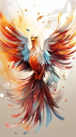 Phoenix in Flight: A Colorful Digital Art Illustration AI Image