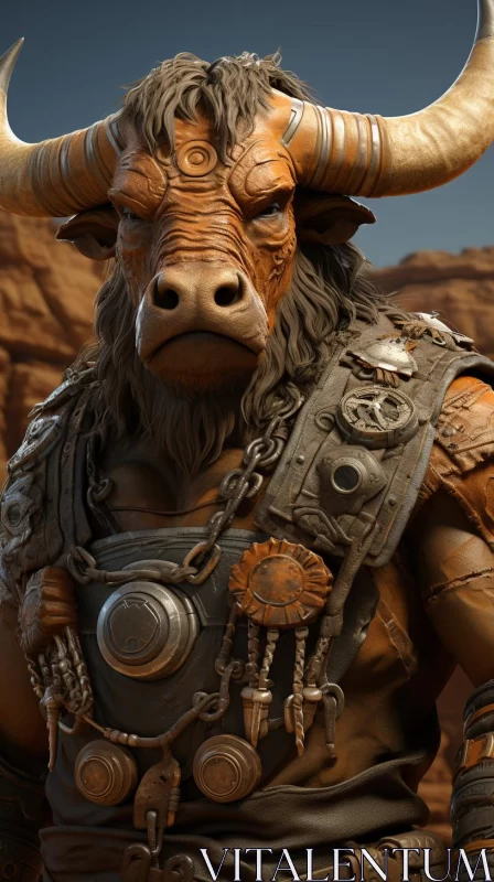 3D Bull Character in Terracotta Desert - Lost & Accounted For AI Image