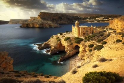 Baroque-Inspired Church on a Cliff in Malta - Exotic Landscape