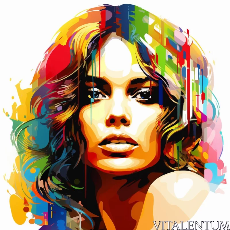 Colorful Abstract Portrait of a Woman - Stencil and Pixel Art AI Image