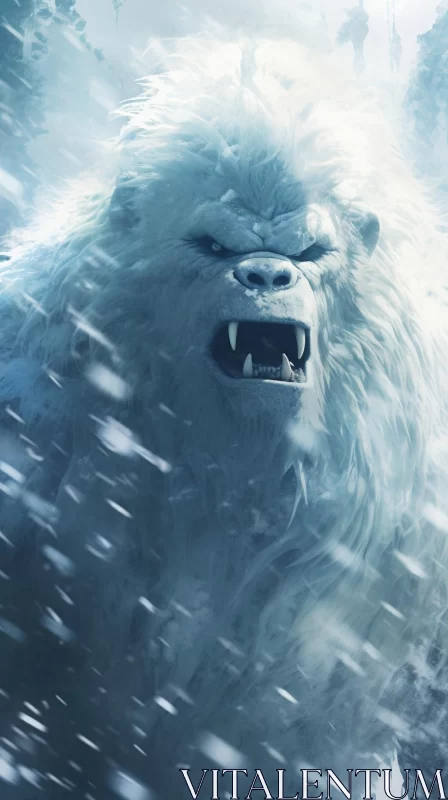 AI ART Snowy Yeti Monster of the Himalayas: A Manticore in Action