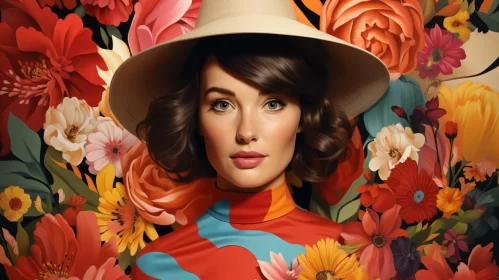 Beautiful Lady in Floral Ambience - A Colorful Portrait AI Image