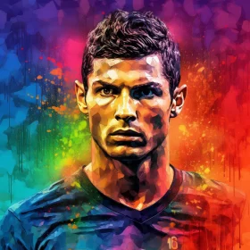 Colorful Soccer Player Ronaldo Portrait Art AI Image