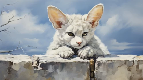 Sable Cat on Wall: An Artistic Portrayal
