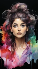 Colorful Abstract Woman Portrait - Neo-Victorian Style