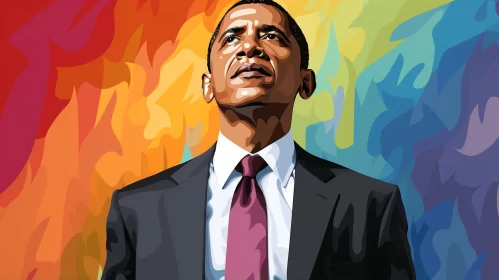 Colorful Portrayal of Barack Obama - Symbolic Warmcore Art