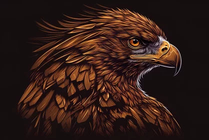 Intense Golden Eagle Artwork on Dark Background
