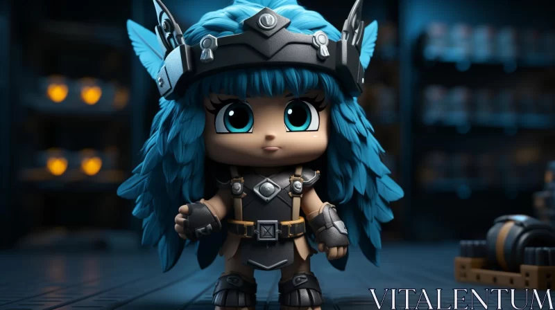 AI ART Blue-haired Toy Figure in Dragoncore Style