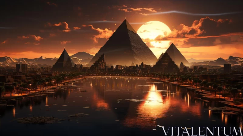 Egyptian Sunset: A Sci-Fi Baroque Masterpiece AI Image