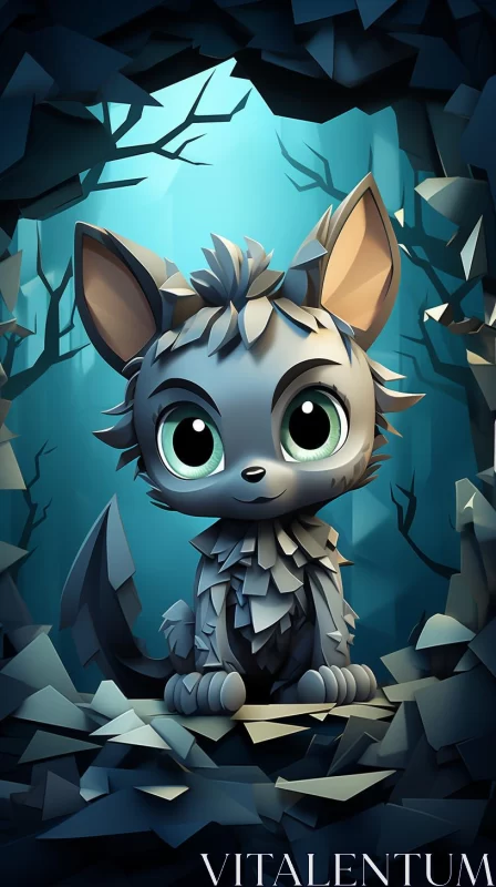 Adorable Kitten in Woods: Fawncore Aesthetic AI Image