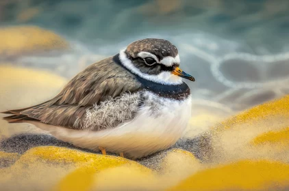 Photorealistic Bird on Beach - Colorful Fauna Artwork