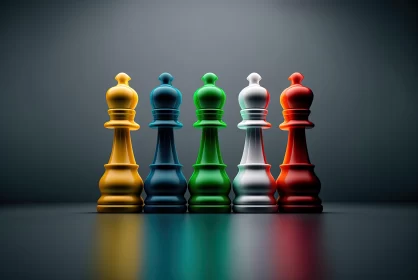Colorful Chess Pawns in Still Life Composition