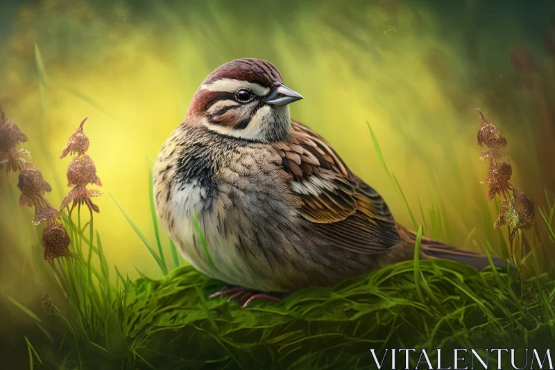 Realistic Portraiture of Sparrow in Nature AI Image