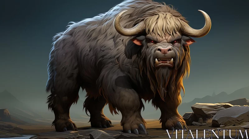 Majestic Ogrode Buffalo in a Mythical Landscape - Digital Art AI Image