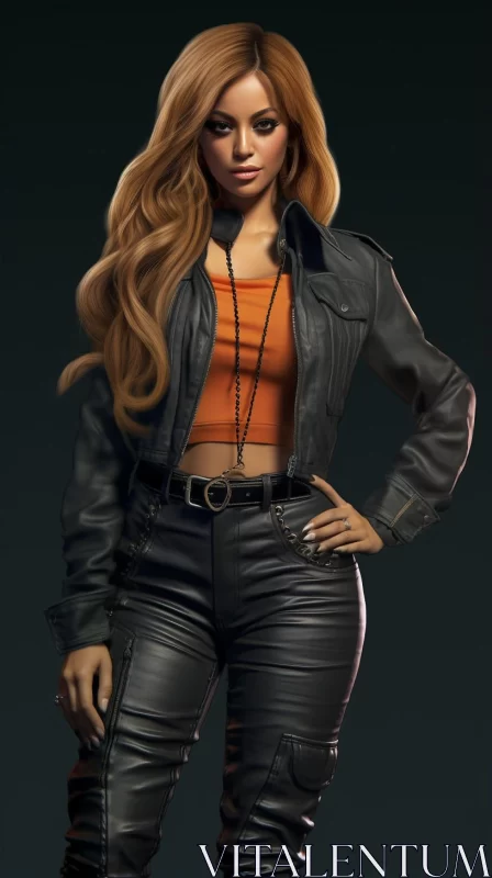 Retro Charm in Leather Fashion: Unreal Engine 5 Rendering AI Image
