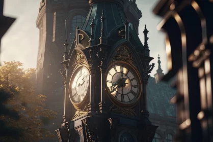 Sublime Rococo-Inspired Clock Tower in City Setting