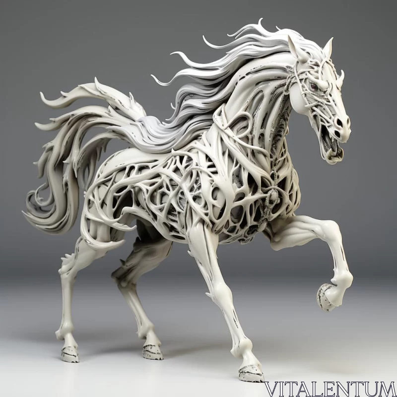 3D Porcelain Horse in Art Nouveau Style AI Image