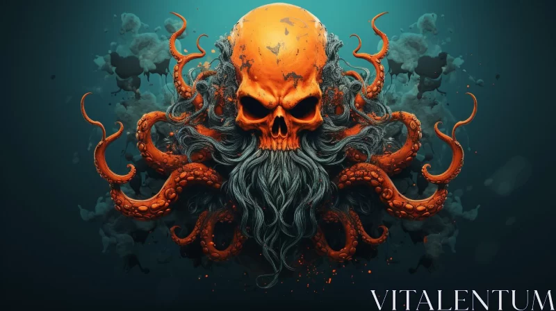 Surreal Maritime Art: Skull and Octopus Fusion AI Image