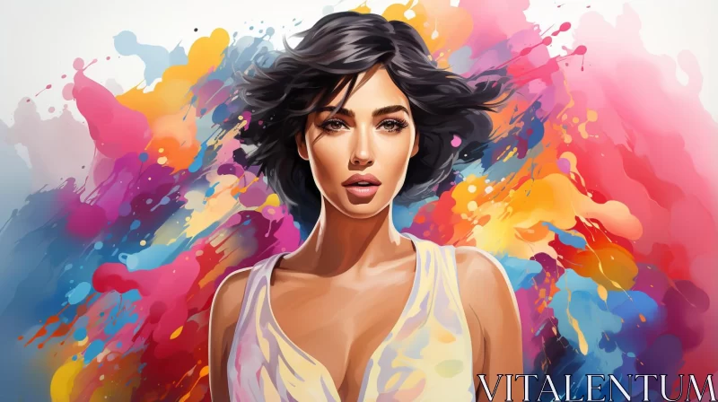 Expressive Pop Art Painting of a Beautiful Woman AI Image