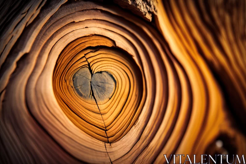 Heart in Nature - A Heart-Shaped Hole in a Tree Trunk AI Image