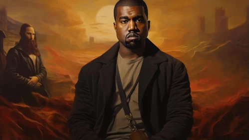 Post-apocalyptic Portrait of Kanye West in Sci-fi Art Style AI Image
