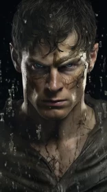 Vampire Series Poster Featuring Man in Rain Shirt AI Image