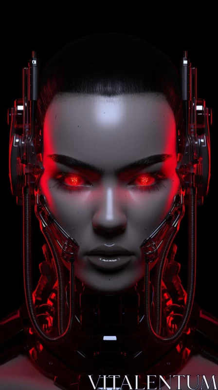 Futuristic Robot Woman with Red Eyes - Mysterious and Intriguing AI Image