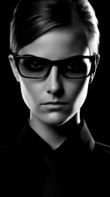Mysterious Woman in Glasses - Noir Comic Art Style AI Image