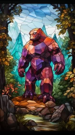 Stained Glass Cartoon Monster: An Outdoor Art Illustration AI Image