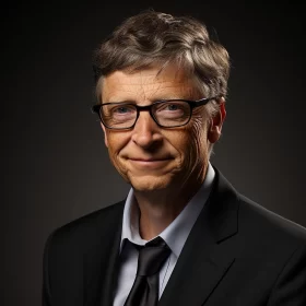 Contemporary Realist Portrait of a Man in Glasses and Black Suit AI Image