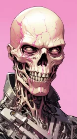 Cyberpunk-Inspired Skeleton Artwork with Pink Highlights AI Image