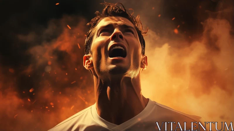 Fiery Soccer Player - A Portrait of Passion and Triumph AI Image