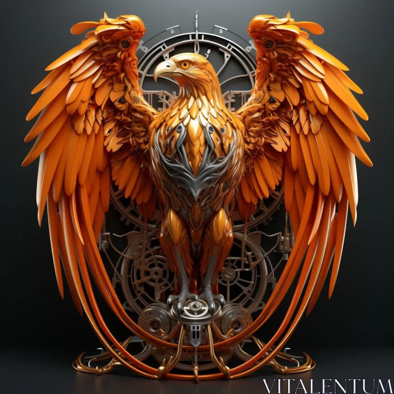 Steampunk Orange Eagle: A 3D Resin Ragecore Illustration AI Image