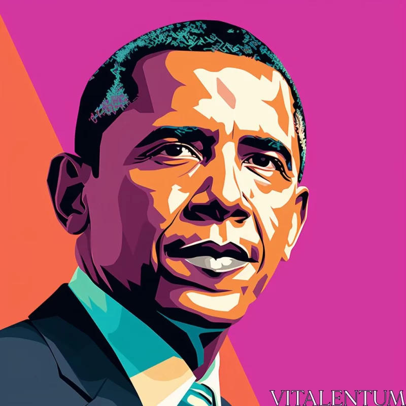 AI ART Colorful Art Poster Featuring President Barack Obama