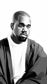 Kanye West: A Monochromatic Portrayal in Futuristic Realism AI Image