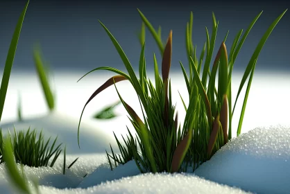 Nature's Resilience: Grass Emerging from Snow