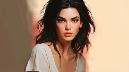 Captivating Portrait of a Young Woman in Digital Painting Style AI Image
