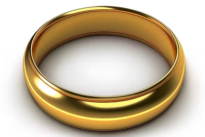 Golden Wedding Ring Against White Background - A Display of Metalworking Mastery AI Image
