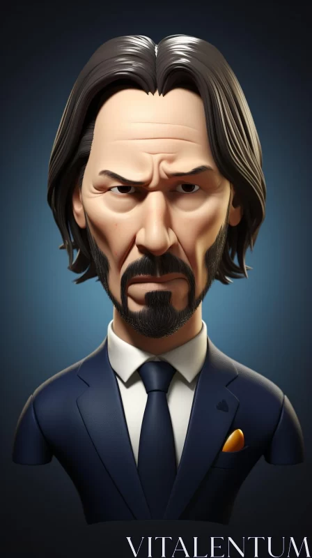 AI ART Keanu Reeves Character Illustration in Suit