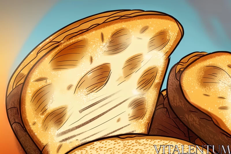 Pop Art Inspired Close-up of Sliced Bread AI Image