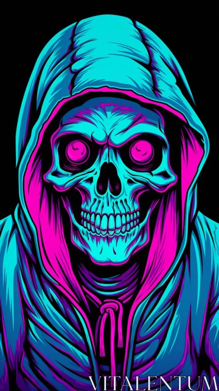 Colorful Skull Hoodie Vector Illustration in Light Magenta and Azure AI Image