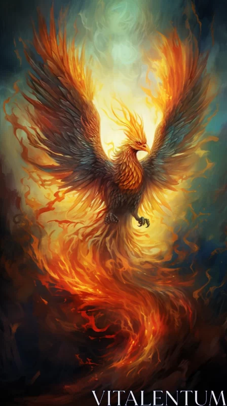 Phoenix Rising: A Symbol of Rebirth in Intense Colors AI Image